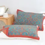 Floral Jacquard Cotton Pillow Covers with Elastic Edges, 20×31 in, Set of 2