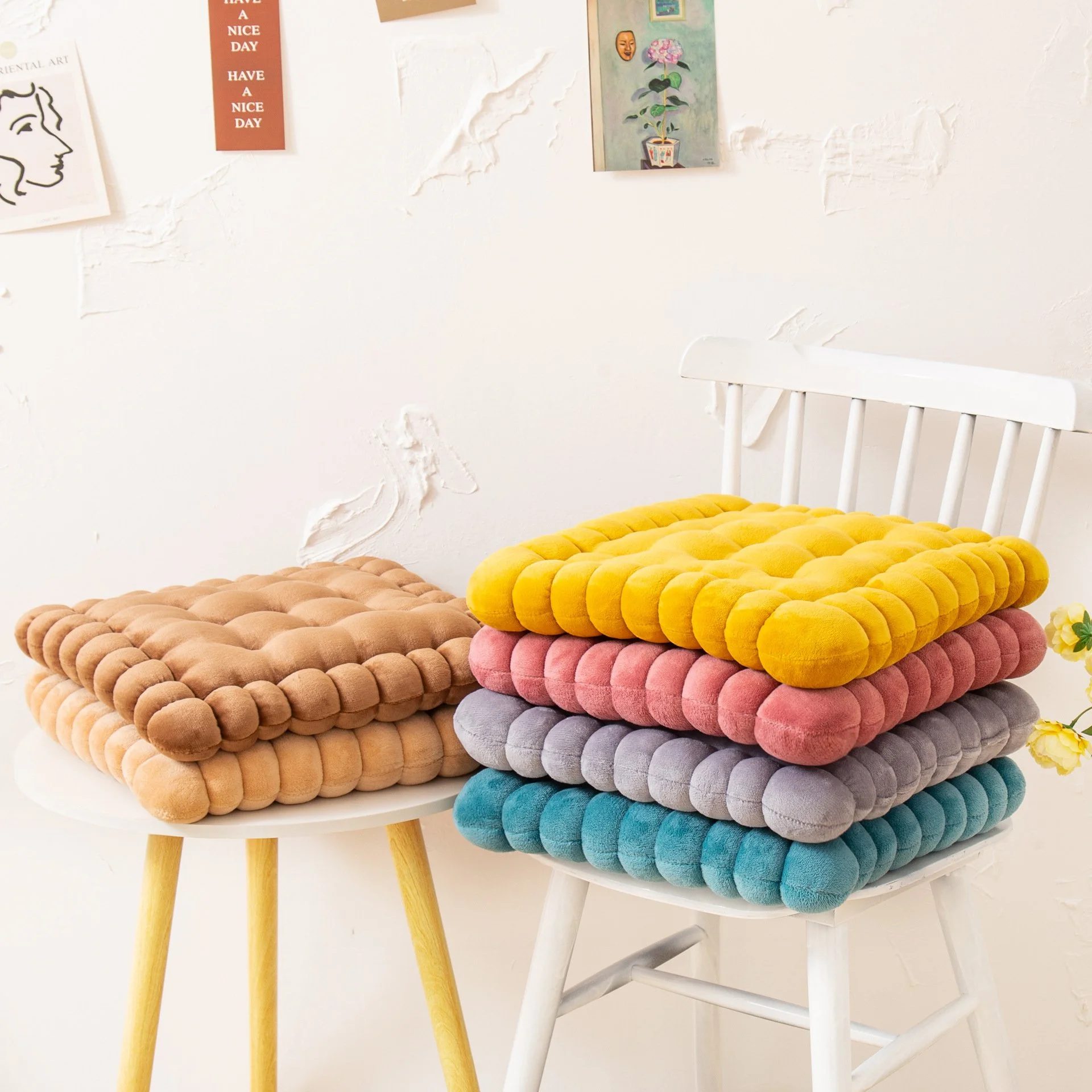 Plush Seat Pad Square Back Cushion 16"x17" Office Chair Cushion for Living Room Sofa