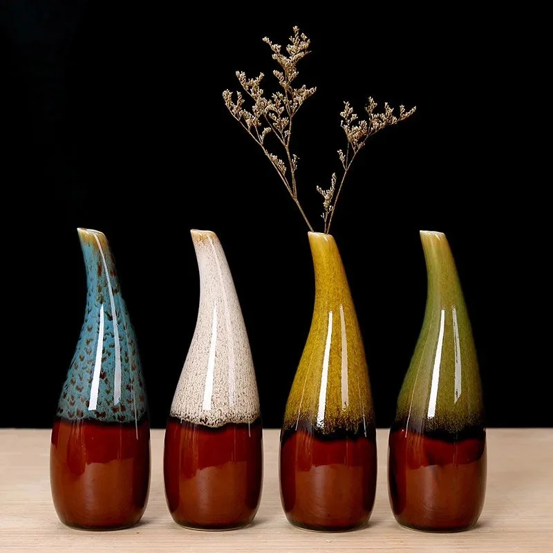 Mini Multicolor Ceramic Hydroponic Flower Pot - Tabletop Bonsai Vase for Home Decoration