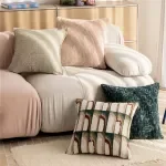 18x18 Inch Jacquard Plaid Throw Pillow Cover for Sofa & Bed Decor