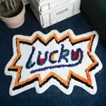 Lucky Letter Soft Tufted Area Rug Non-Slip Bedroom & Bathroom Mat