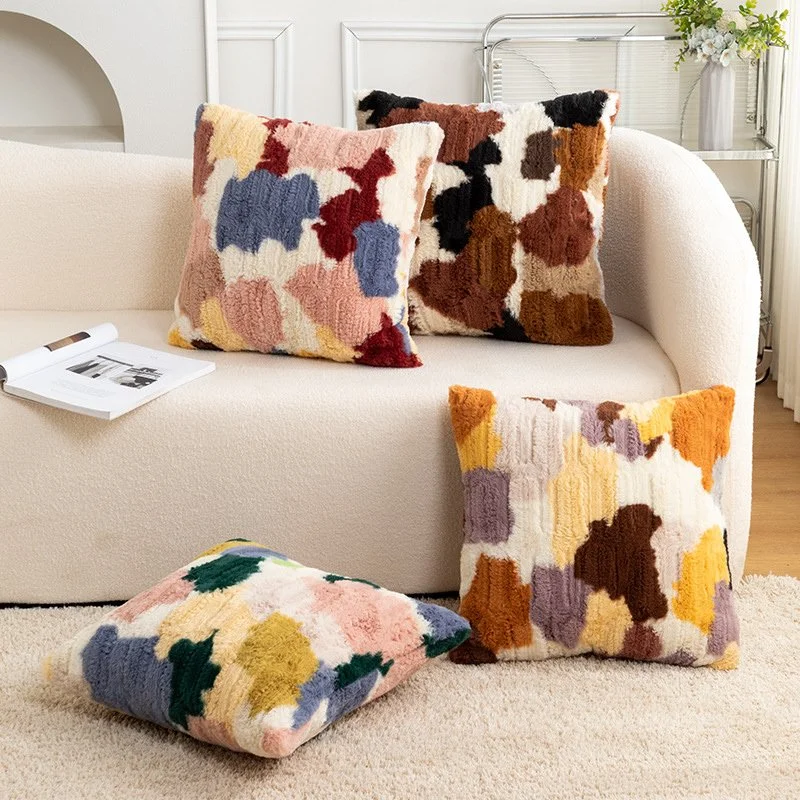 Plush Rabbit Fleece Throw Pillow Cover – Double-Sided Cozy Sofa Cushion