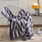 Abstract Geometric Knitted Throw Blanket Black & Blue Modern Sofa Bed Cover