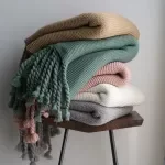 Nordic Knit Autumn Throw Blanket – Thick Warm Sofa & Bed Cover