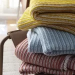Bohemian Knitted Stripe Throw Blanket for Sofa & Bed