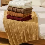 Nordic Waffle Knit Oversized Sofa & Bed Throw Blanket