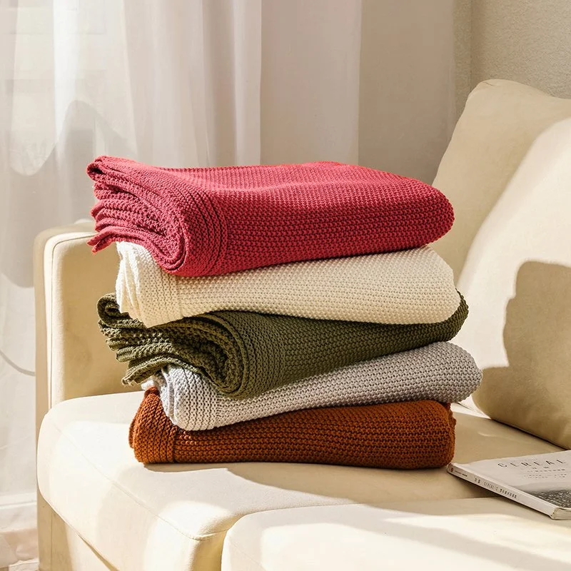 Luxury Knitted Waffle Throw Blanket – Soft, Warm & Cozy for Sofa or Bed