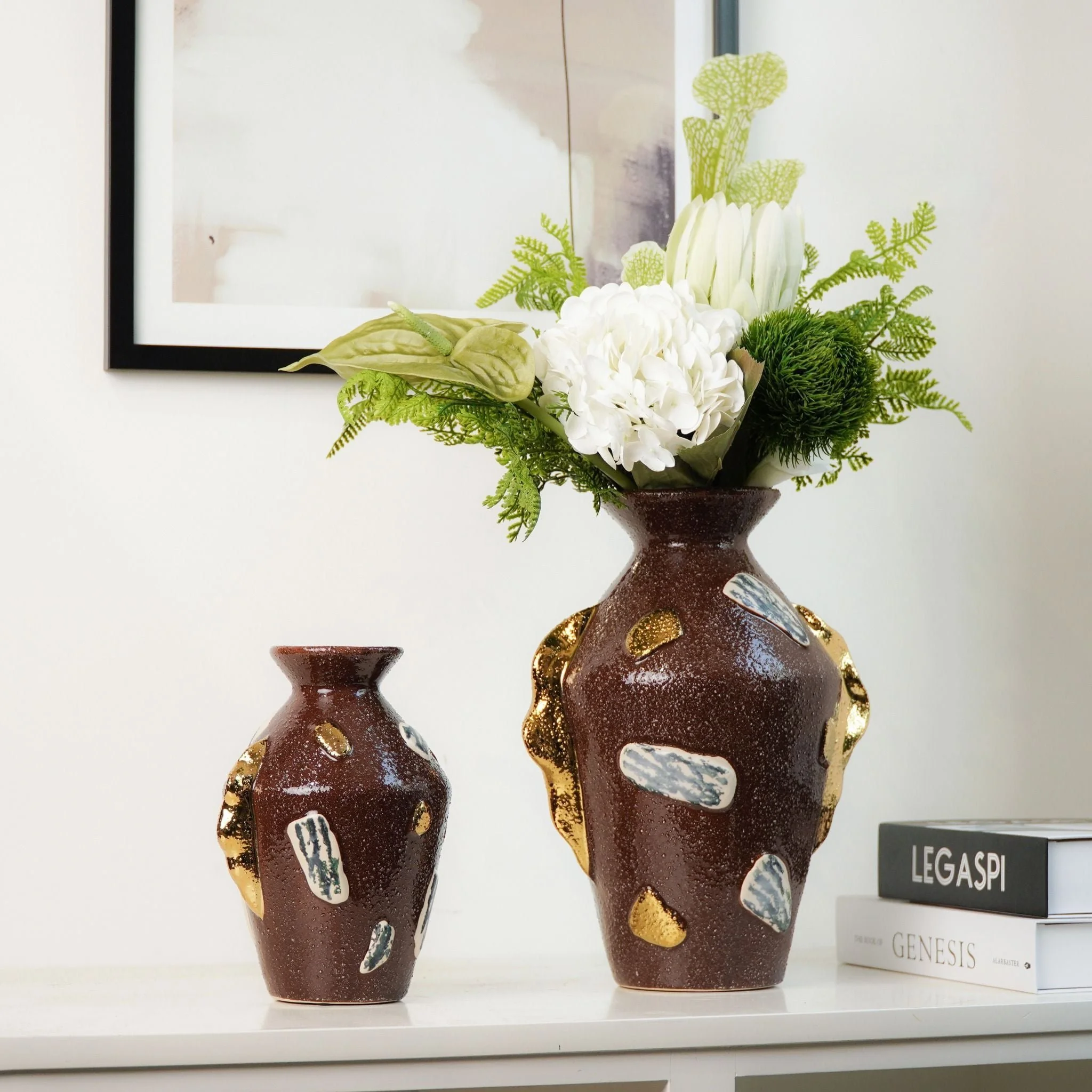 Colorful Ceramic Patch Vase for Tabletop Flower Decor