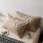 2-Piece Washed Cotton Embroidered Eye Pillowcase Set