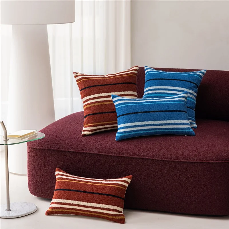 Striped Embroidered Nordic Throw Pillow Cover