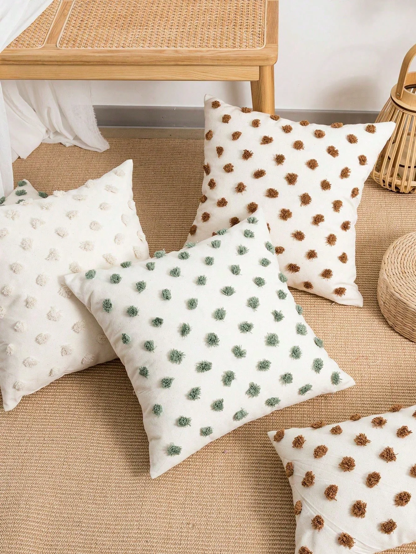 Polka Dot Jacquard Throw & Lumbar Pillow Covers