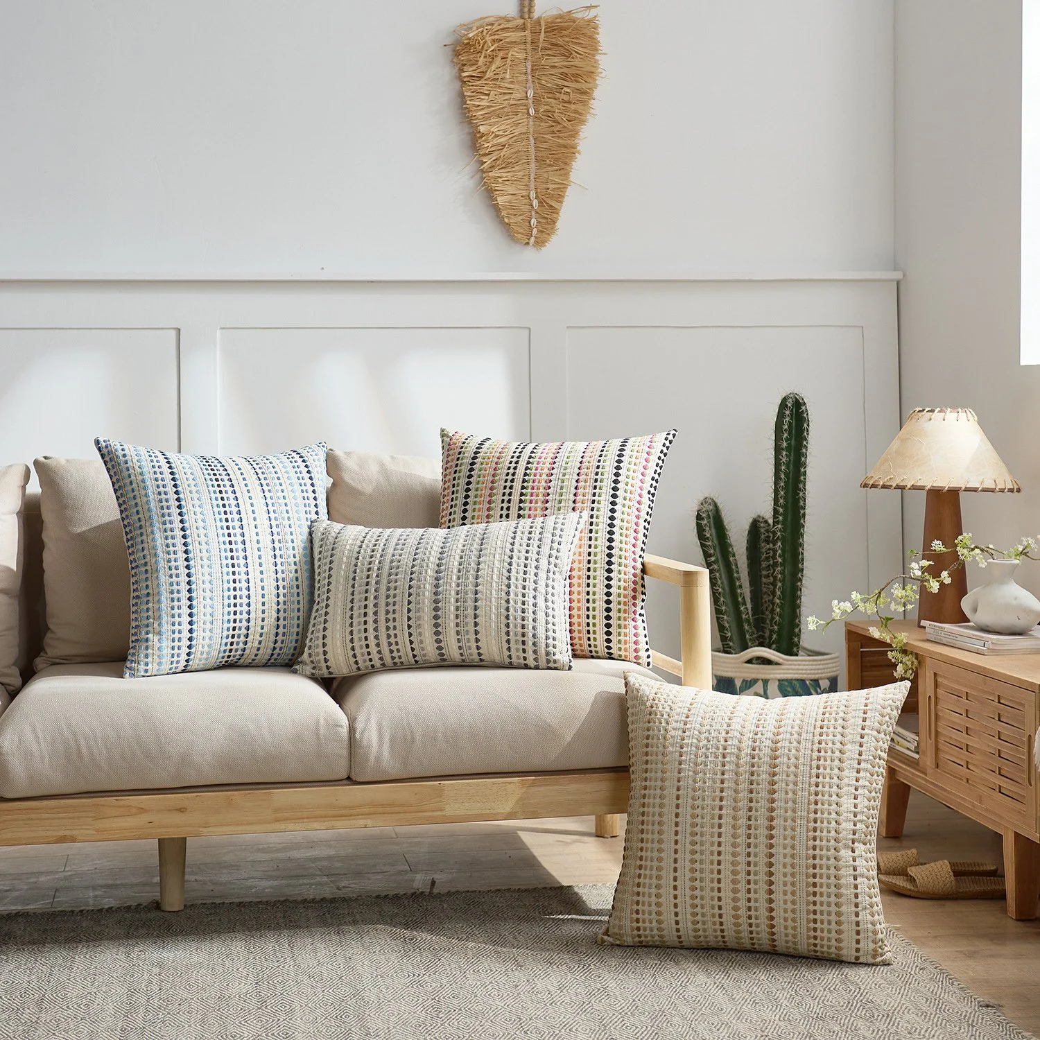 Modern Nordic Polka Dot Yarn-Dyed Decorative Pillow Case