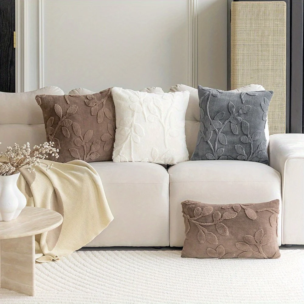 Modern Jacquard Plush Decorative Pillow Cover