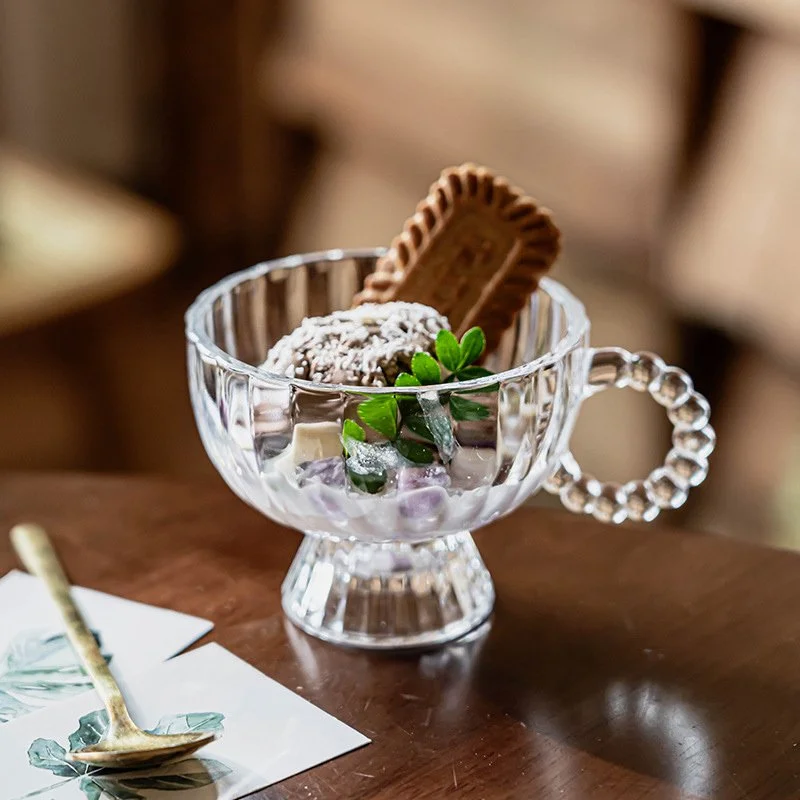 Luxury Clear Glass Cup for Cold Drinks, Coffee & Desserts