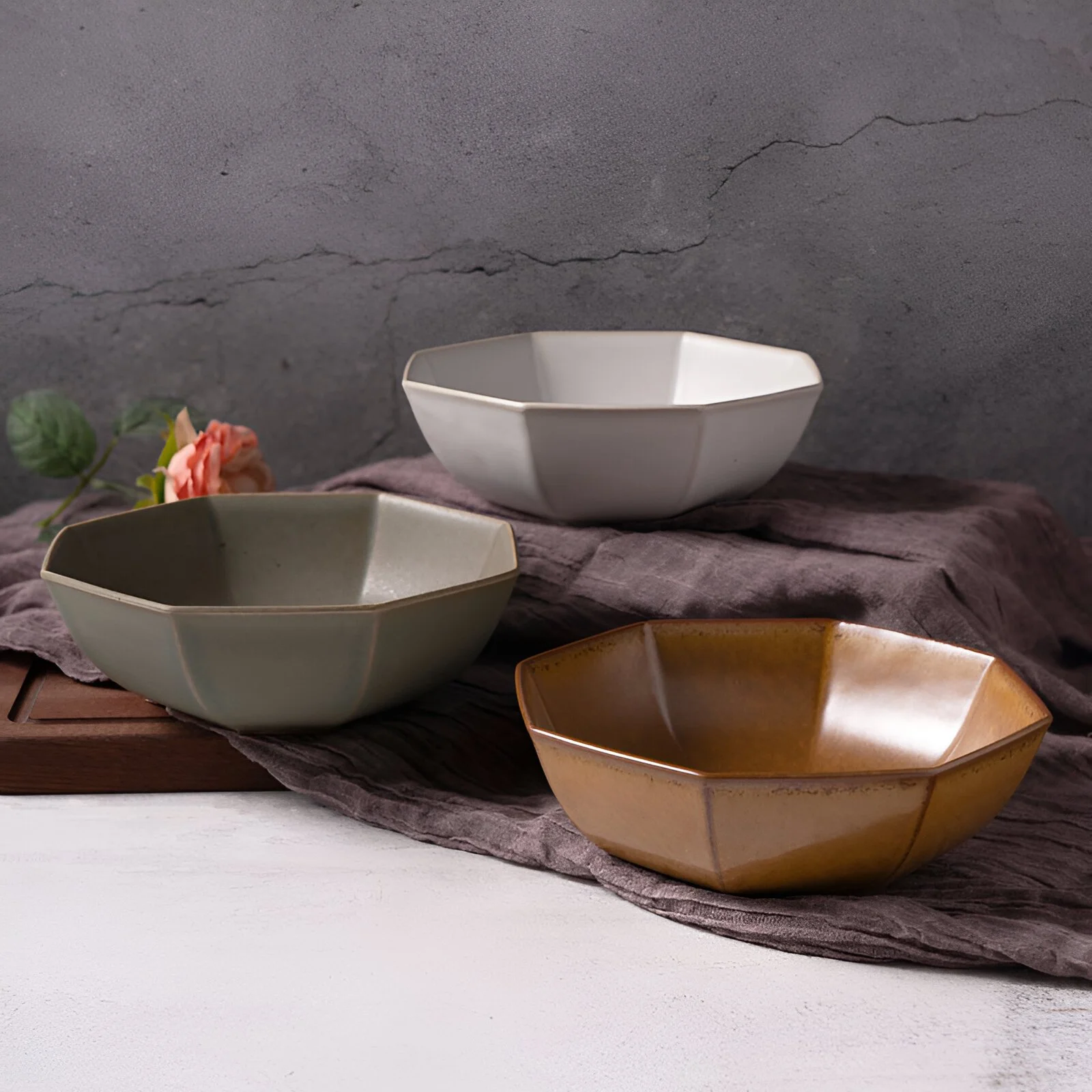 Japanese Retro Ceramic Octagonal Noodle and Soup Bowl – Creative Home Dining