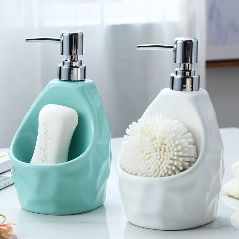 Ceramic 600ml Dual-Use Soap & Lotion Dispenser with Press Pump