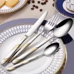 24-Piece Gold Cutlery Set 18/10 Stainless Steel Flatware for 6