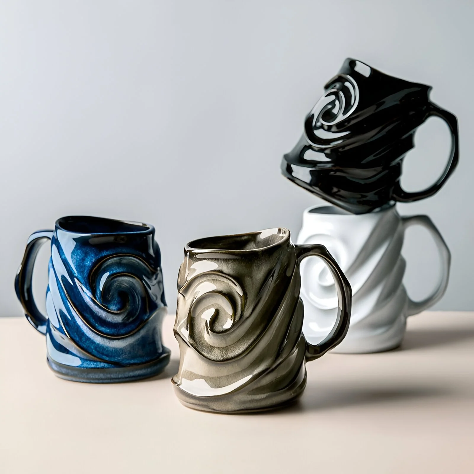 500ml Ceramic Coffee Mug with Leaf Pattern