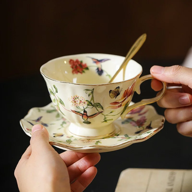 Ceramic Coffee Cup and Saucer Set 250ML - Afternoon Tea Mug for Home, Office, or Café
