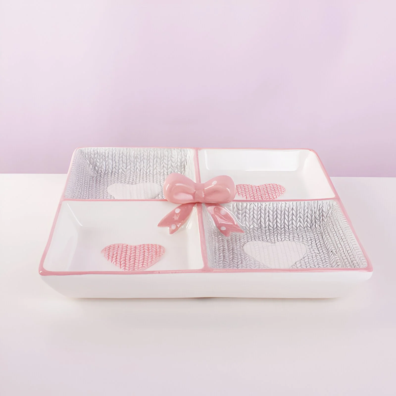 Nordic Heart-Shaped Ceramic 4-Compartment Plate