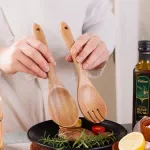 Wooden Large Spoon and Fork Dinnerware Set