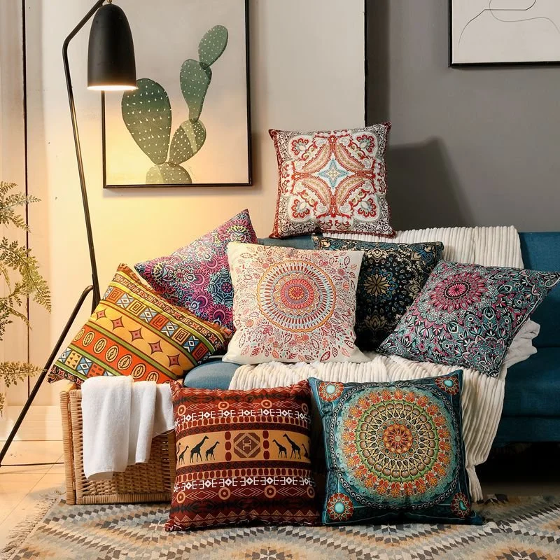 Ethnic Style Retro Pillow Cover - Double Sided Traditional Design Sofa Pillowcase