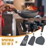3pcs Silicone Heat Resistant Spatula Set - Nonstick BPA Free Kitchen Turner for Cooking