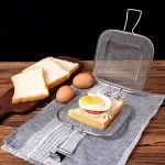 Stainless Steel Sandwich Grill Frying Pan with Double Handles – Oval Breakfast Maker