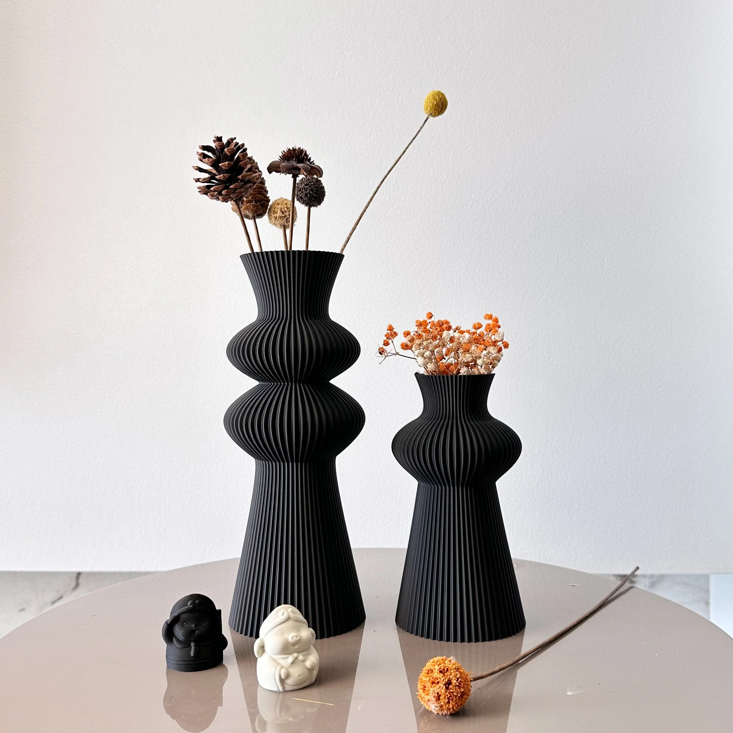 2-Piece Multi-Colored Corrugated Art Vases for Dried Flowers