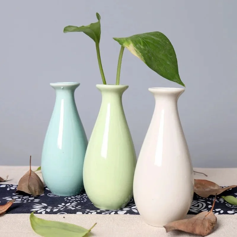 Ceramic Mini Desktop Vase - Cute Candy Color Hydroponic Flower Pot