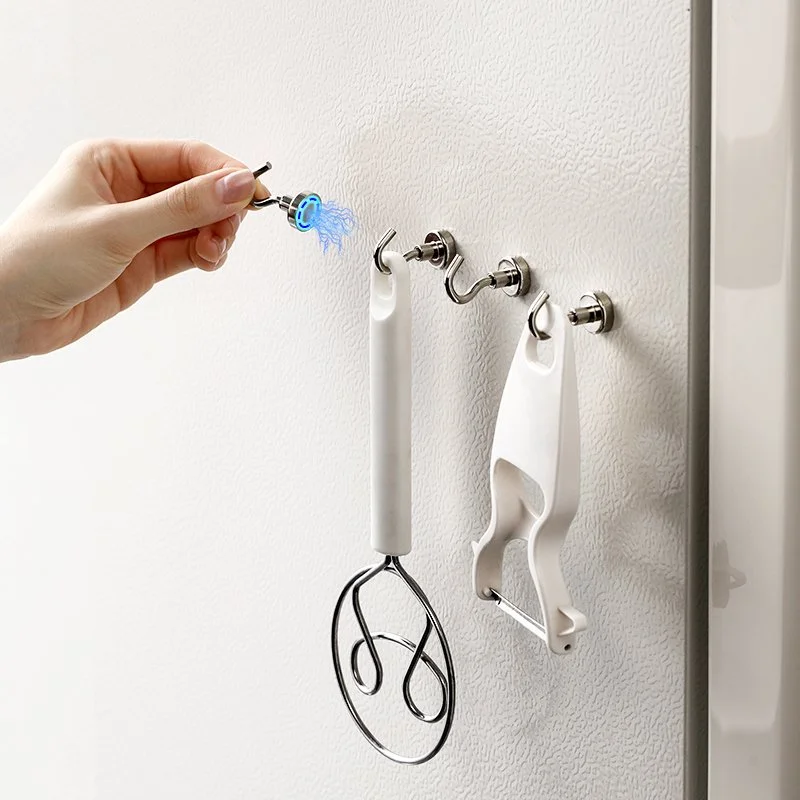 5PCS Powerful Magnetic Hooks for No-Drill Storage - Fridge, Bathroom & Door Organizer