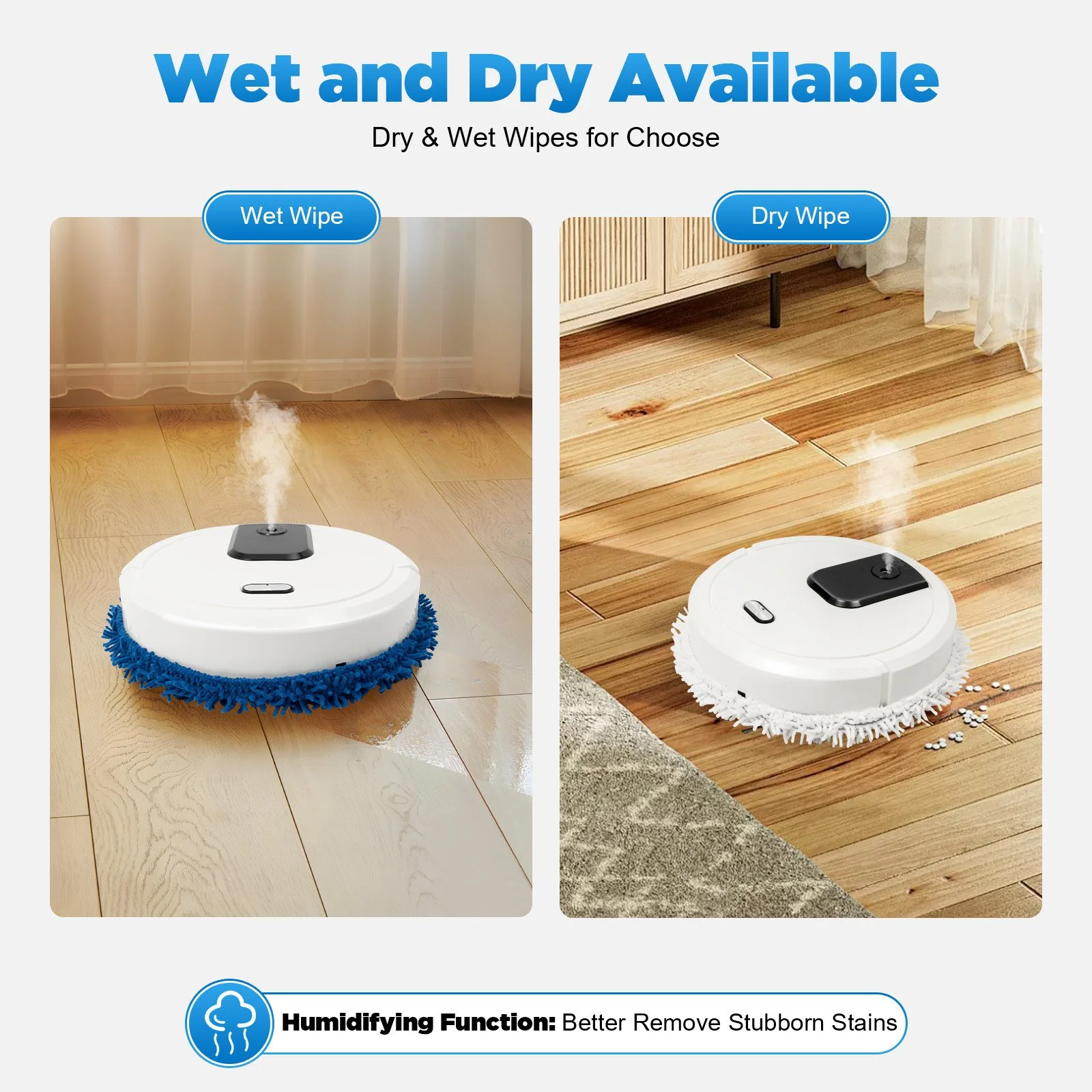 Silent Intelligent Wet and Dry Sweeping Robot with Mopping and Humidifying Function