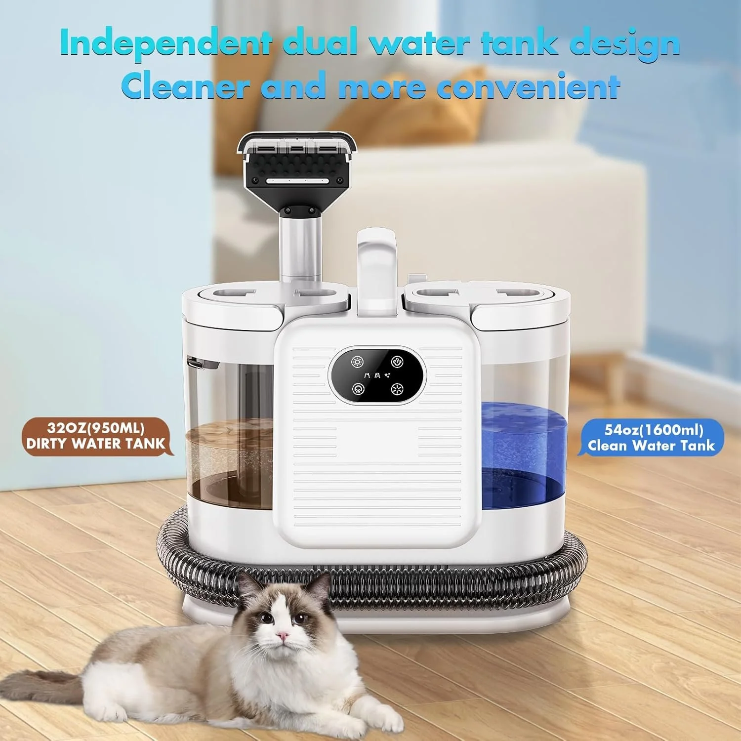 Portable Handheld Carpet Cleaner – 1650W Steam & Vacuum for Home & Pet Cleaning