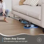 Electric Cordless Spin Dust Mop with Sprayer & LED Headlight - Rechargeable Floor Cleaner