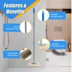 Stainless Steel Wire Floor Scrub Brush with Long Adjustable Handle for Outdoor Cleaning