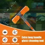 Window Squeegee Cleaner Kit with 13.78 FT Extension Pole - 2-in-1 Double-Sided Window Cleaning Tool