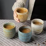 Vintage Two-Tone Ceramic Coffee Mug – Handmade 6.8 oz Espresso & Tea Cup