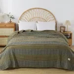 Breathable Cotton Muslin Striped Lightweight Bedspread