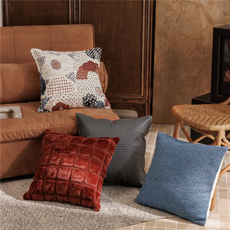 Minimalist Geometric Jacquard Throw Pillow Cover 18x18 Inch