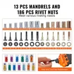 Heavy Duty Rivet Nut Tool Kit with Metric & SAE Mandrels and Carry Case