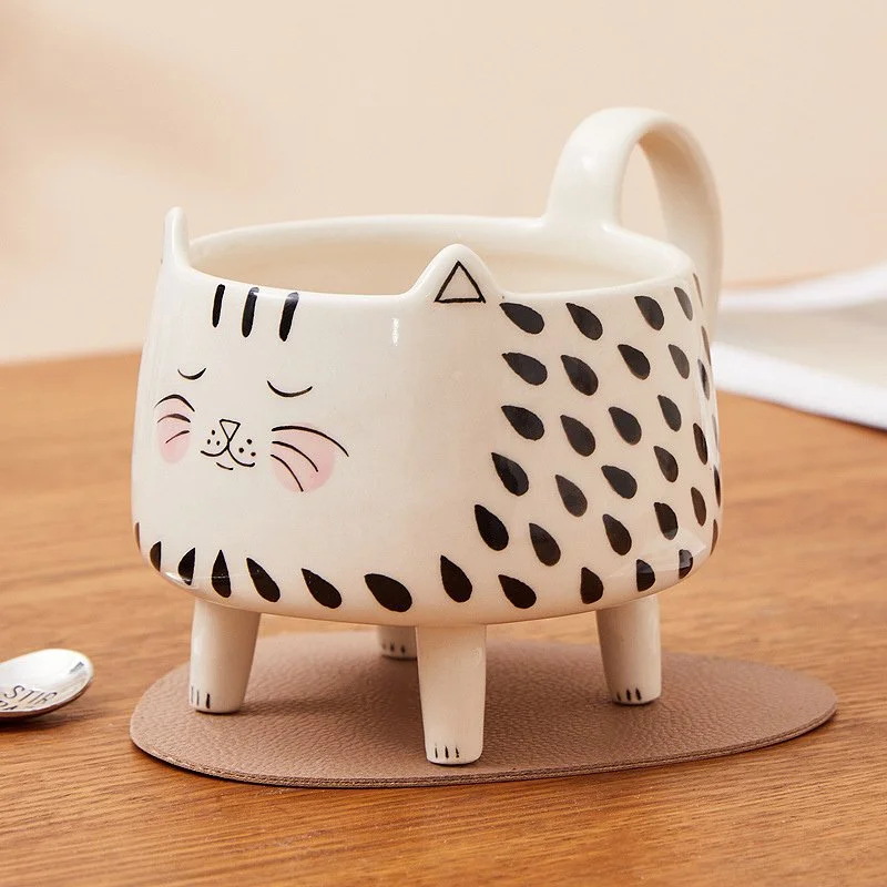 350ml Cute Cat Mug with 4 Legs – Funny Ceramic Coffee Cup