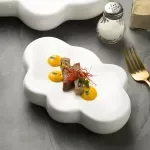 Irregular Flower-Shaped Ceramic Decorative Plate – Solid Color 8 Inch