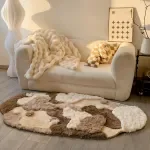 Soft Moss Tufted Bedside Rug Cozy Scenic Anti-Slip Floor Mat