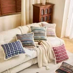 Bohemian Cotton Linen Sofa Pillow Cover, Ethnic Jacquard Cushion Case 18x18 inches
