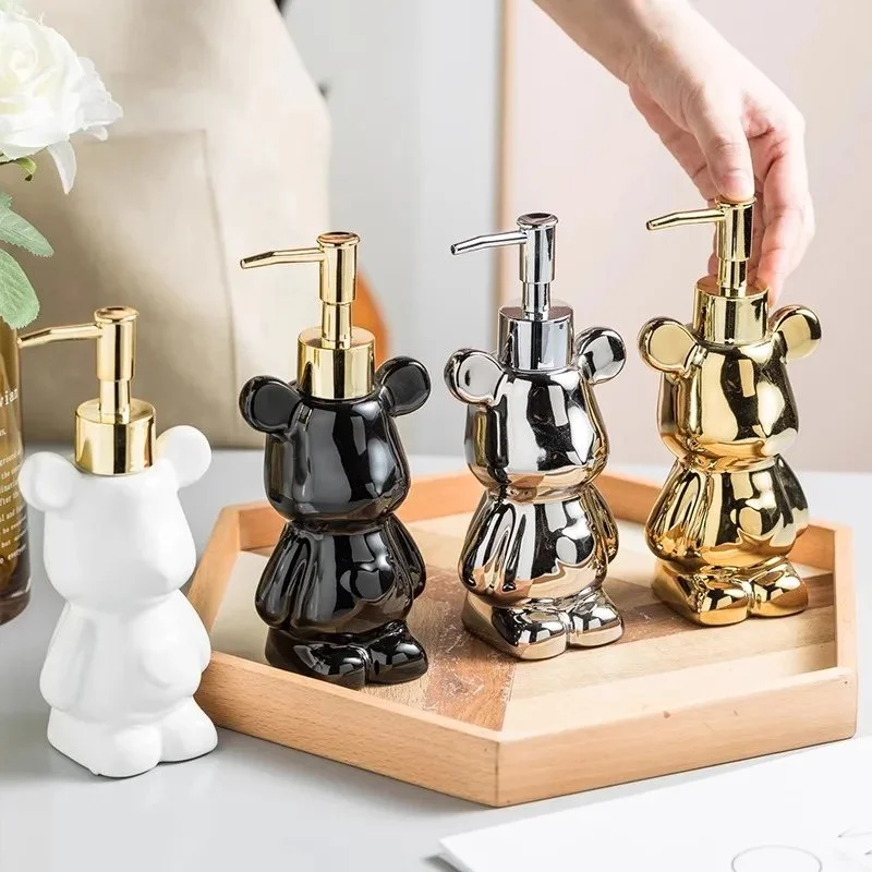 Adorable Bear Ceramic Soap & Lotion Dispenser for Bathroom & Kitchen