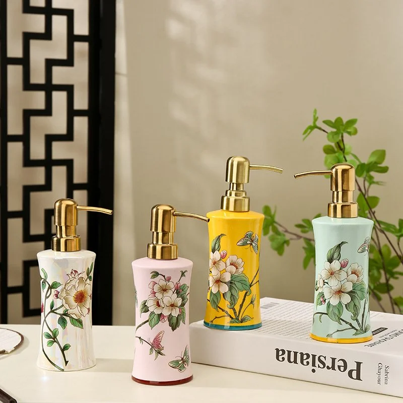 250ml Ceramic Soap Dispenser Press Bottle for Bathroom & Shower