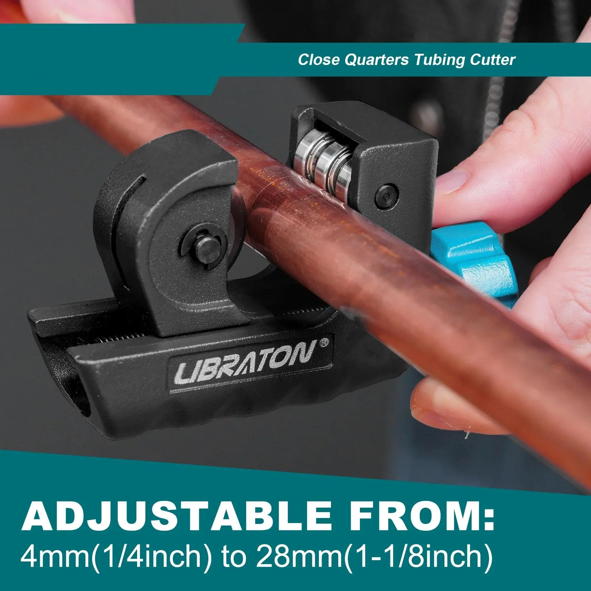 Compact Tubing Cutter for Copper, Aluminum & Steel Pipes 1/8–1-1/8 in