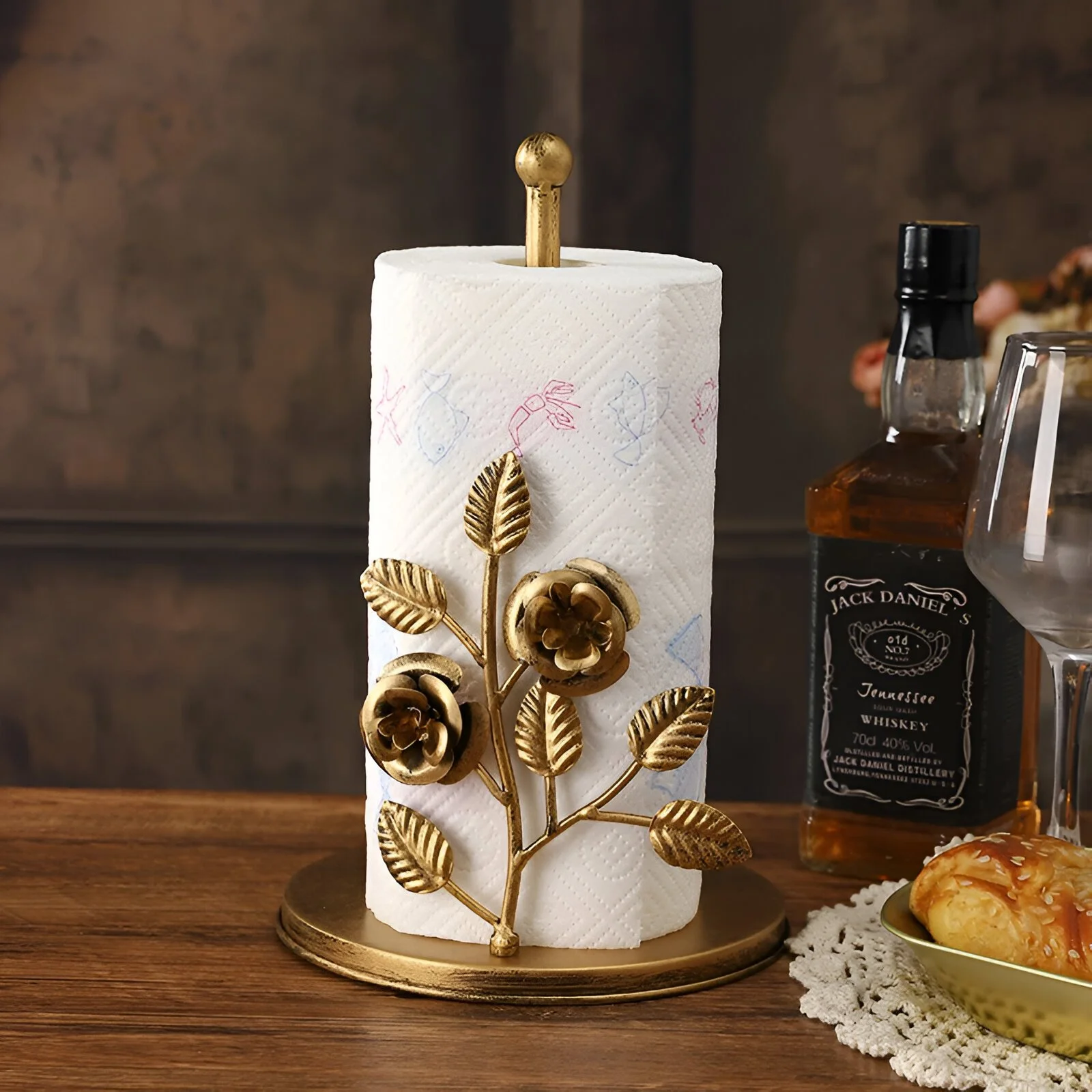 Modern Floral Vertical Paper Towel & Plastic Wrap Holder