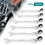 6-Piece Flex Head 72-Tooth Ratcheting Wrench Set for Auto & Bike Repair