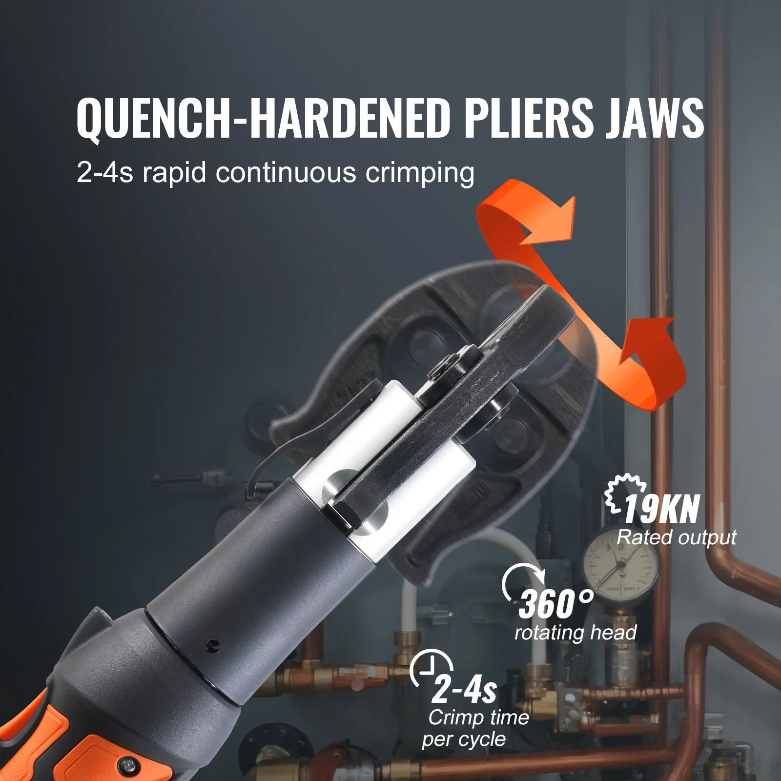 18V Cordless Pipe Press Tool Kit for 1/2–1 in Copper Pipes